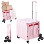 Chariot utilitaire pliable - duoku - yn8803 - 65 l - roulettes pivotantes 360� - rose