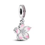 Charm pendant - pandora - fleur de cerisier - argent - gris - femme