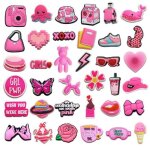 Charmes de chaussure - non spcifi - 37 pcs - ornements roses - pins pour crocs - pvc tiquette
