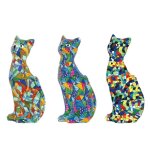 Statuette chat - design moderne - set de 3 - couleurs vives - 12 cm - dcoration intrieure