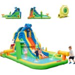 Ch�teau gonflable 9 en 1 dreamade avec ventilateur 680w toboggan mur descalade piscine � balles charge ...