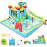 Ch�teau gonflable aquatique pour enfants - homdox - aire de jeux avec 2 toboggans piscine panier de basket ...