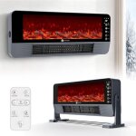 Chauffage dappoint mural �lectrique - flamme d�corative t�l�commande �cran tactile 3 niveaux 2000w - ...