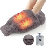 Chauffe pied 2 en 1 bouillotte pied avec housses en peluche 2l bouillotte peluche non �lectrique reutilisable ...