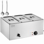 Chauffe - plat buffet  3 bacs - vevor - bain - marie lectrique 165 l - 1200 w - pour rchauffer les ...