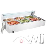 Chauffe - plat buffet - vevor - 6 bacs de 76 l - bain - marie lectrique 1500 w - buffet chauffant en ...