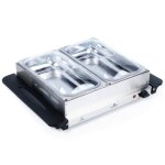 Chauffe - plat électrique - excellent electrics - 200w - acier inoxydable - 2 récipients Chauffe - plat électrique - excellent electrics - 200w - acier inoxydable - 2 récipients