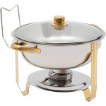 Chafing dish / plat chauffant 5l rond en acier inoxydable avec couvercle - r�cipient de service pour ...
