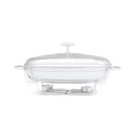 Chauffe - plats verre tremp� acier inoxydable r�cipient chauffant catering oval