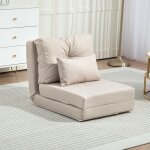 Chauffeuse canap� - lit convertible fauteuil 1 place avec 1 coussin avec dossier r�glable beige