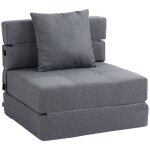 Chauffeuse canapé - lit homcom convertible fauteuil 1 place avec 1 coussin déhoussable tissu gris Chauffeuse canapé - lit homcom convertible fauteuil 1 place avec 1 coussin déhoussable tissu gris