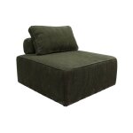 Chauffeuse pour canap� modulable velours c�tel� vert fonc� avec un coussin
