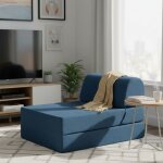 Chauffeuse convertible 1 place en mousse bleu - terre de nuit