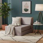 Chauffeuse convertible 1 place en mousse taupe - terre de nuit