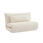 Chauffeuse convertible 2 places en bouclette texture blanc cass l 120 x p 80 x h 66 cm - fleeep
