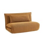 Chauffeuse convertible 2 places en bouclette texture moutarde l 120 x p 80 x h 66 cm - fleeep