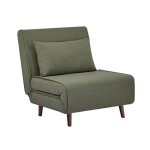 Chauffeuse convertible tissu pitement bois 1 place kaki guest