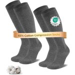 Chaussettes contention femme homme u2013 lot 2 paires u2013 65% coton u2013 bas compression genou gris ...