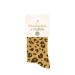 Chaussettes courtes paillettes jaune l�opard