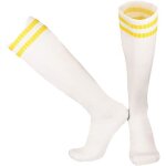 Chaussettes hautes compression lastique unisexes adaptes au baseball rugby football (blanches et jaunes) ...