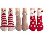 Chaussettes de no�l - 3 paires - renne & flocon - taille unique - antid�rapantes