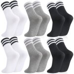 Chaussettes ray�es mi - mollet - 6 paires noir / blanc / gris - convient pour hommes / femmes travail ...