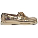 Chaussures bateau - sebago - portland met - cuir m�tallis� - semelle caoutchouc blanche - plateau cousu ...