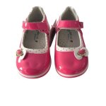 Chaussures - b�b� - fille - babies - salom�s - cuir - verni - rose - fuchsia - motif coeur - pointure ...