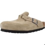 Chaussure birkenstock modle boston braided suede leat - coleur beige