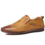 Chaussures dcontractes en cuir ecelen pour homme style printemps - t mocassins respirants marron