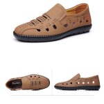 Chaussures dcontractes dt ecelen en cuir ajour pour homme - mocassins respirants  semelle souple ...