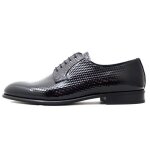Chaussure derby pour homme cuir brillant imprim noir lgante lacets osvaldo pericoli