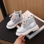 Chaussures enfant?bottines  semelle paisse?brillant et color?bottines chaudes et confortables pour ...
