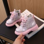 Chaussures enfant?bottines  semelle paisse?brillant et color?bottines chaudes et confortables pour ...