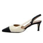 Chaussure femme - escarpins - osvaldo pericoli - cuir verni - beige / noir