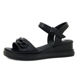 Chaussure femme - sandale nu - pied - laura vita - cuir - noir - talon compensé Chaussure femme - sandale nu - pied - laura vita - cuir - noir - talon compensé