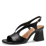 Chaussure pour femme - sandale nu pied - tamaris - noir - cuir souple