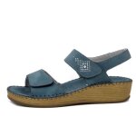 Chaussure femme - sandale nu - pied - walk in the city - bleu - cuir nubuck
