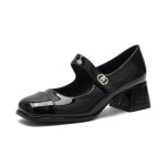 Chaussures femme  talon moyen avec boucle?design lgant en cuir verni?confort et style pour bureausorties ...