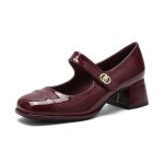 Chaussures femme  talon moyen avec boucle?design lgant en cuir verni?confort et style pour bureausorties ...