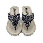 Chaussure femme - tong - inblu - noir - bijoux de strass