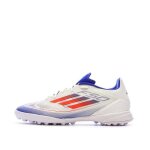 Chaussures de foot blanc / bleu adidas f50 league tf j