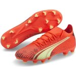 Chaussures football - homme - puma - ultra match - rouge corail et jaune - crampons mouls