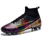 Chaussures de football montantes unisexes ecelen - légères et respirantes - crampons longs - noir Chaussures de football montantes unisexes ecelen - légères et respirantes - crampons longs - noir