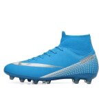 Chaussures de football unisexes ecelen - lgres et respirantes - montant haut longs crampons - bleu