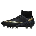 Chaussures de football unisexes ecelen - lgres et respirantes - montant haut longs crampons - noir