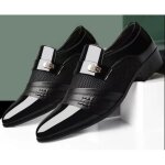 Chaussures habilles homme cuir noir?mocassins legants  bout pointu avec boucle mtallique?chaussures ...