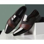 Chaussures habilles homme cuir noir?mocassins legants  bout pointu avec boucle mtallique?chaussures ...