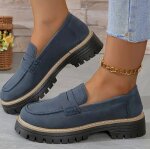 Chaussures mocassins compenses en daim pour femme - ecelen - style britannique rtro - dcontract et ...