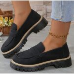 Chaussures mocassins compenses en daim pour femme - ecelen - style britannique rtro - dcontract et ...